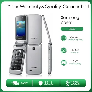 Оригинальный разблокированный Samsung C3520 с поддержкой GSM с поддержкой Flip ниже 512 МБ Mini-SIM 1.3MP 2.4 