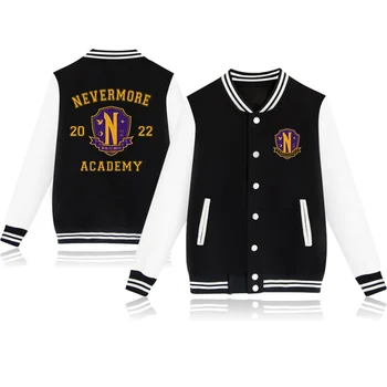 Бейсбольные куртки Wednesday Addams Косплей Костюм Nevermore Униформа Академии Куртка Толстовки Мужчины Женщины Спортивный костюм Пальто