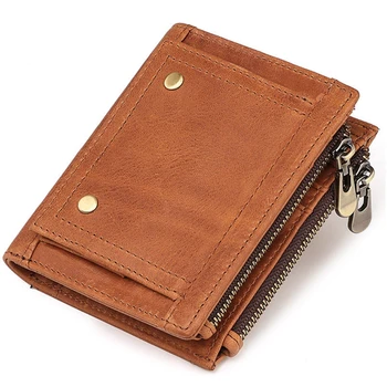 Мужской кожаный RFID кошелек ID Держатель кредитной карты Винтажный Клатч с двойным карманом для мелочи Кошелек для монет