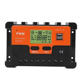 Контроллер заряда солнечной батареи 12V 24V 40A Автоматическая идентификация напряжения PWM Контроллер зарядного устройства солнечной панели для лодочных аксессуаров