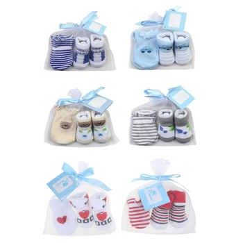 Детские носки + перчатки с защитой от царапин, Мультяшный детский набор для новорожденных девочек и мальчиков, подарок на 100 дней в месяц для вечеринки