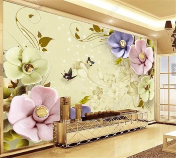 бейбехан Цветок и богатство 3D цветная резьба фон телевизора обои на заказ 3D фреска украшение фона гостиной