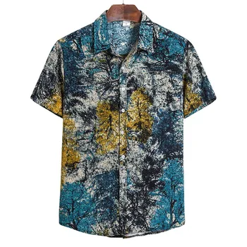 Новая гавайская мужская рубашка с 3D тотемным принтом, Летняя Повседневная Свободная рубашка оверсайз с короткими рукавами, Высококачественные мужские топы, повседневная одежда