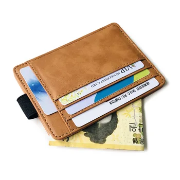 Сумка для карточек на резинке Корейская версия Креативных кошельков Мужской держатель для водительских прав PU Zero Wallet Кожаные зажимы для монет и денег
