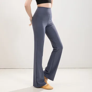 Новые расклешенные Леггинсы Брюки для йоги Женские с высокой талией Широкие брюки для танцев Большого размера Женские Спортивные Черные расклешенные брюки