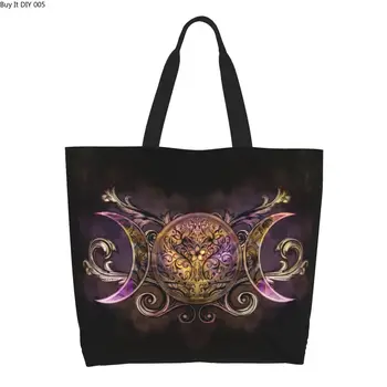 Triple Moon Goddess Midnight Shimmer Продуктовая сумка-тоут, сумки для покупок, Языческая Викканская холщовая сумка для покупок, сумка через плечо, сумка большой емкости