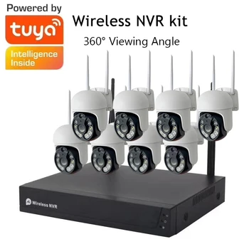 Видеосистема PTZ 8CH 8cam Tuya Smart Life Камера видеонаблюдения NVR Комплект 1080P Беспроводная WIFI Система ВИДЕОНАБЛЮДЕНИЯ Система безопасности камеры
