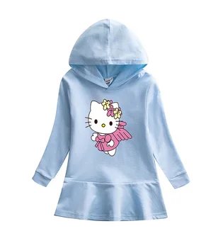 Детский свитер с капюшоном Sanrio hello kitty 2022, весенне-осеннее пальто принцессы с героями мультфильмов для девочек