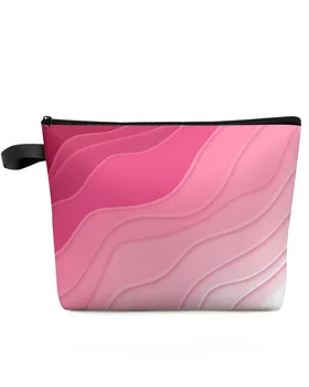 Розовая градиентная геометрическая косметичка большой емкости, Переносная сумка для хранения косметики, женский водонепроницаемый пенал