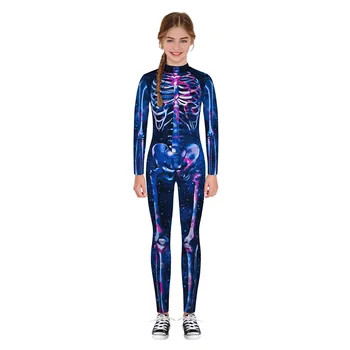 2022 Модный детский комбинезон с принтом Скелета на Хэллоуин для детей, Карнавальный костюм для выступлений, Боди
