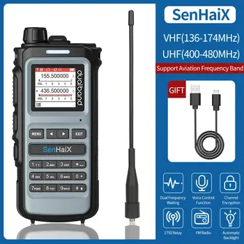 SenHaiX 8600 Walkie Talkie Air Band U/VHF Двухдиапазонный PTT IP54 Ham Двухстороннее Радио Портативный Водонепроницаемый Приемопередатчик Добавить USB Зарядное Устройство