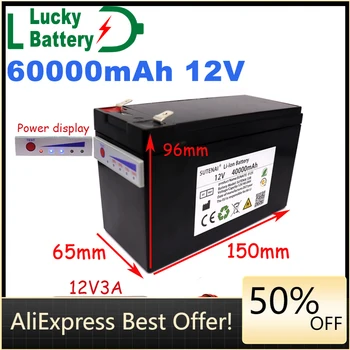 Lucky 12V New Power Display Battery 60a 18650, литиевый аккумулятор для солнечной энергии и аккумулятор для электромобилей с зарядным устройством
