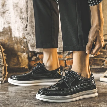 Роскошные брендовые официальные мужские черные туфли-оксфорды с перфорацией типа 
