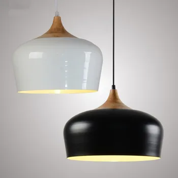 Скандинавский простой дизайн D30 / 35 см, белый / черный абажур, подвесной светильник, столовая, ресторан, кухня, магазин, подвесной светильник, подвесной светильник