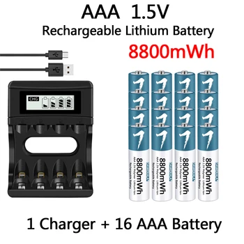 Батарейка типа ААА 1,5 В, перезаряжаемая полимерная литий-ионная батарея, батарейка типа ААА для мыши с дистанционным управлением, Электрическая игрушка с зарядным устройством USB