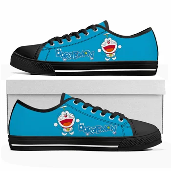 Doraemon Японское Детское аниме Кроссовки с низким берцем Мужская Женская Обувь для подростков Высококачественные парусиновые кроссовки Пара Обуви Обувь на заказ