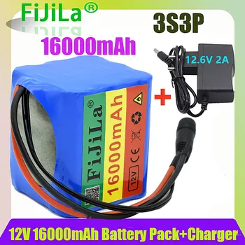 3s3p12V16Ahbatteriepack18650lithium-ionen12V16000mAhDC12,6Vsupergroße kapazität wiederaufladbare batterie mit BMS + ladegerät
