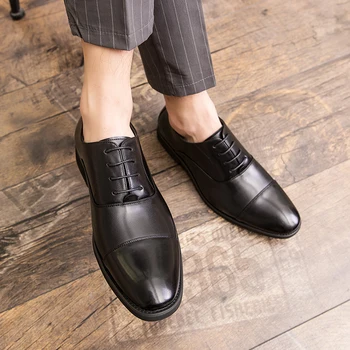 Новая мужская кожаная обувь, деловые официальные оксфордские модельные туфли на шнуровке, роскошные официальные свадебные туфли для жениха, модные офисные туфли с острым носком