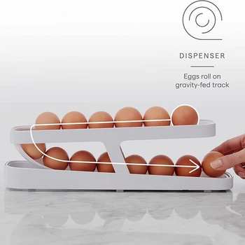 Дозатор для яиц, Органайзеры для холодильника, Контейнеры, Ящик для хранения, Автоматический Выдвижной Спиральный держатель для яиц, Гаджеты для домашней кухни.