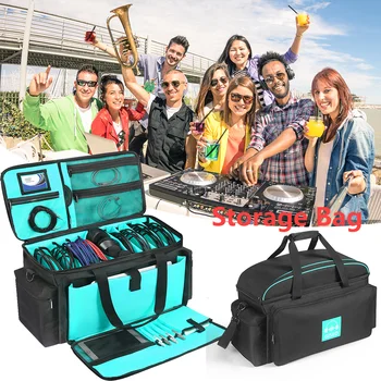 Портативная сумка для DJ-кабеля, Съемное Мягкое дно, Регулируемые перегородки для DJ-кабеля, зарядное устройство, наушники для аудиооборудования, Аксессуары