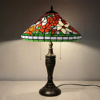 Классическая лампа в виде красного цветка, креативный витраж, прикроватная лампа для спальни с садом, простая настольная лампа из смолы