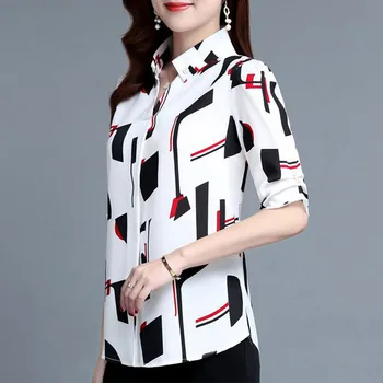Корейская мода, Женская Шифоновая рубашка с коротким рукавом, Летняя новинка, пуловер с V-образным вырезом большого размера, Свободная Повседневная Шикарная Повседневная блузка
